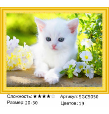 Алмазная мозаика "Белый котенок"